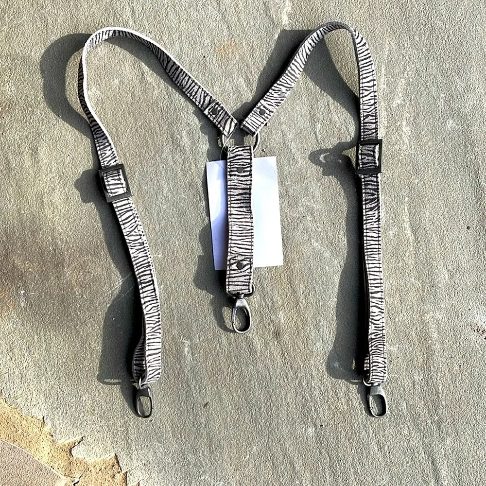 New🌟 Free People-Wild Thing Suspenders-Black & Grey Zebra, Size: XS/S